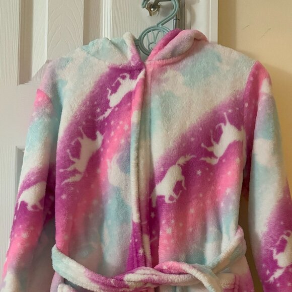 Doctor Unicorn Soft Unicorn Hooded Bathrobe Sleepwear - Girls 5-7 yrs - Preloved - Picture 1 of 6